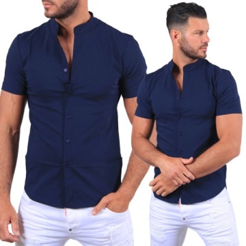 Koszula Męska Stójka Casual Regular Ślub Wesele Komunia