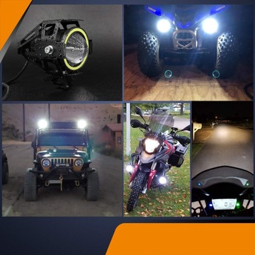 Мотоциклетные галогенки U7, белые стробоскопы, кольцо ANGEL EYES