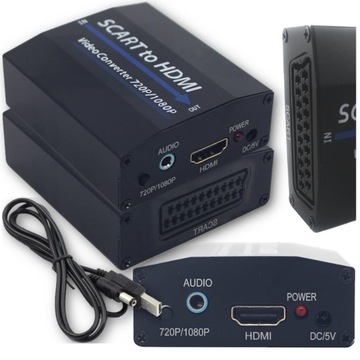 Konwerter obrazu i dźwięku z gniazda SCART na HDMI adapter przejściówka