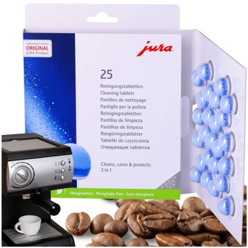 Tabletki czyszczące do ekspresu JURA 3w1 25045 3-fazowe zestaw 25 szt