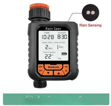 Sterownik automatyczny nawadniania czujnikiem deszczu Rain-Seer na kran LCD