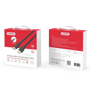 Kabel Unitek High Speed HDMI - HDMI 2.0 4K 10m czarny x2