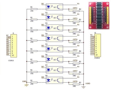 8-канальный оптоизоляторный модуль EL817 гальванический