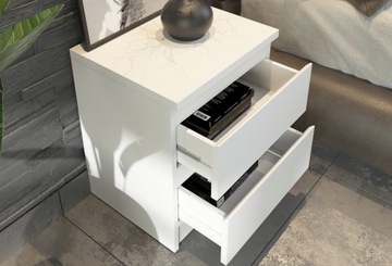 ПРИМОЧКА, комод, СТЕЛЛА СТОЛИК, 2 ЯЩИКА, 40 СМ, МАТОВЫЙ БЕЛЫЙ MAFMEBLE