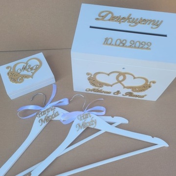 Свадебный набор Коробка для конвертов/вешалки для колец