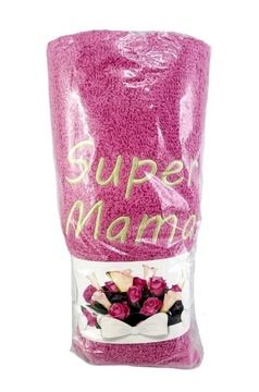 RÓŻOWY RĘCZNIK DLA MAMY / DZIEŃ MAMY / SUPER MAMA / FAJNY PREZENT