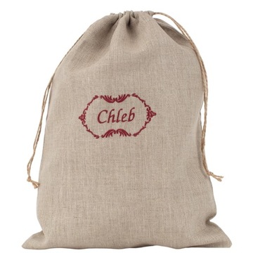 Lniany worek na chleb z haftem HANDMADE