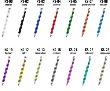 Długopisy metalowe 100szt. znakowanie grawer laser