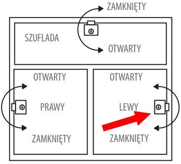 Замок мебельный квадратный, ЛЕВЫЙ, диаметр 19, один ключ #D20