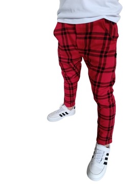 Spodnie podwójna krata czerwień Style Kids 128