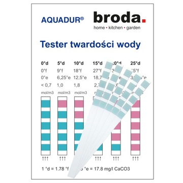 AQUADUR - Paskowy tester twardości wody - 5 sztuk