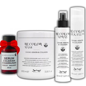 МАСКА BE COLOR + ФЛЮИД + ЛАК ДЛЯ ВОЛОС С ИКРОЙ + БЕСПЛАТНАЯ БИОЭЛИКСИРНАЯ СЫВОРОТКА