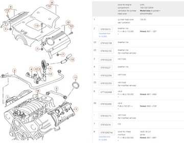 ШЛАНГИ, ШЛАНГИ, AUDI A4 B6 2.4 BDV 170 л.с.