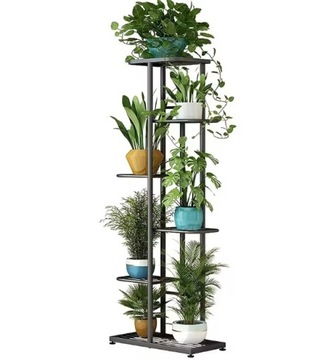 Металлическая подставка для цветов, устойчивая подставка для цветов, 7 горшков, черная