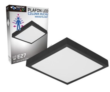 Plafon LED 2x E27 oprawa LAMPA panel CZUJNIK RUCHU MIKROFALOWY
