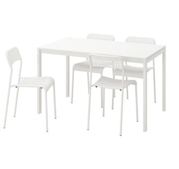 IKEA MELLTORP/ADDE Stół i 4 krzesła biały 125 cm