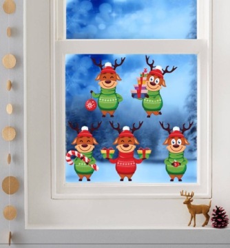 МНОГОРАЗОВЫЕ рождественские наклейки на окна REINDERERS