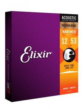 Elixir 16052 NanoWeb Phosphor Bronze 12-53 struny