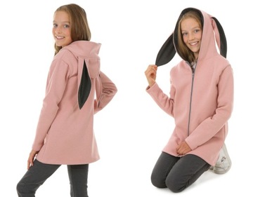 OCIEPLANA bluza z kapturem, KRÓLIK - 122 RÓŻ