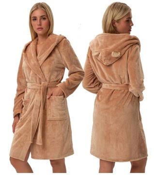 HENDERSON SZLAFROK DAMSKI BRĄZOWY KAPTUR Z USZAMI FIORA L/XL