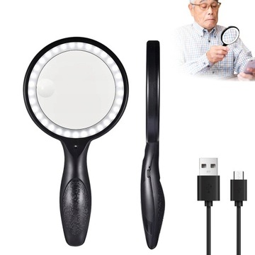 LUPA SZKŁO POWIĘKSZAJĄCE Z PODŚWIETLENIEM 33LED 30x/60x SZKŁO POWIĘKSZAJĄCE