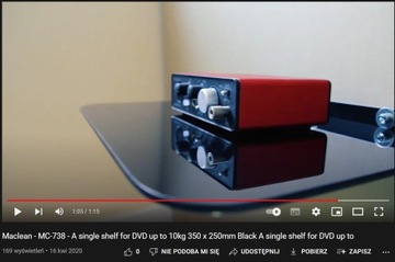 ПОЛКА НАСТЕННАЯ RTV AV DVD СТОЛ СТЕКЛЯННАЯ, 1 УРОВЕНЬ