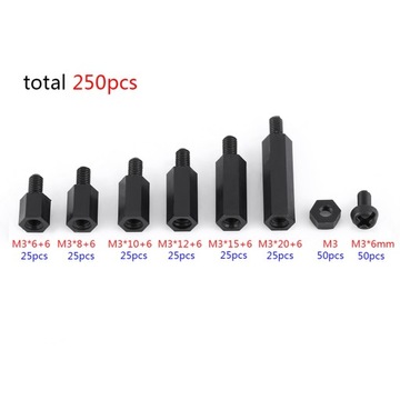 ПРОСТАВКИ И ШАЙБЫ М3Х6 250 ШТ.