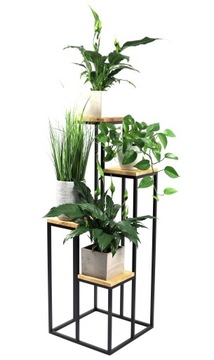 Kwietnik Metalowy Drewno TAVOLO 112cm czarny loft