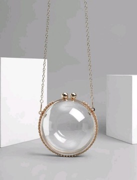 Kopertówka przezroczysta transparentna okrągła kula z cyrkoniami z perłami