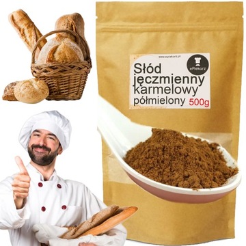SŁÓD JĘCZMIENNY KARMELOWY NATURALNY DO WYPIEKU CHLEBA PIWA WHISKY 500G