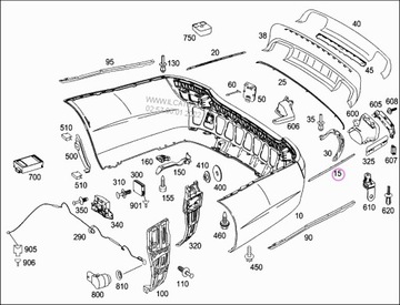 LIŠTA NÁRAZNÍKU MERCEDES W221 CHRÓM OE LEVÝ ZADNÍ