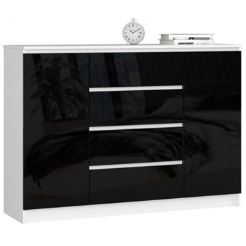 KOMODA SZAFKA 4 SZUFLADY DRZWICZKI PÓŁKI 140cm komoda szafka szuflady