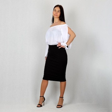 XS TUBE BLACK приталенная юбка-карандаш миди плотной вязки 34