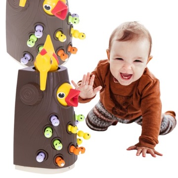 МАГНИТНАЯ ИГРА КОРМИТЬ ПТИЦУ ДЛЯ ДЕТЕЙ МОНТЕССОРИ ВУДПЭПЕ 12 ЧЕРВЬ