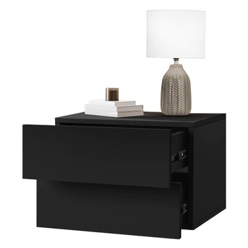 Szafka nocna z 2 szufladami 42x29x30 cm Czarna