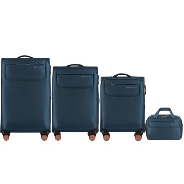 TRN01, Zestaw 3 walizek (L,M,S) Wings, Teal +gratis torba podręczna