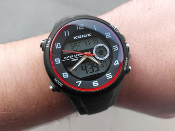 Duży Sportowy Zegarek XONIX Wodoszczelny 100m DUAL