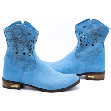 Удобные ажурные кожаные ботинки Jess синие 39