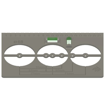 ШАБЛОН ДЛЯ РАЗМЕРОВ ОТВЕРСТИЙ ТОКОВОЙ КОРОБКИ С УРОВНЕМ LIBELLA