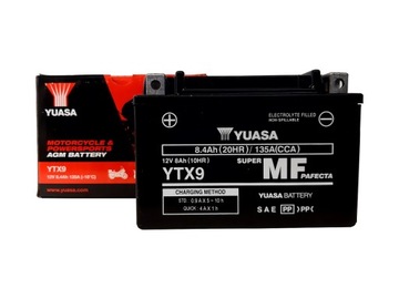 AKUMULATOR YUASA MOTOCYKLOWY YTX9 12V 8Ah 135A