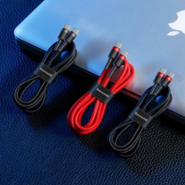 Кабель USB-C — USB-C PD Baseus Cafule PD 2.0 QC 3.0 60 Вт 2 м черный и красный
