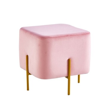 rozowa pufa ze zlota NOGĄ VELVET Aksamit Glamour FURNITEX Kwadratowa