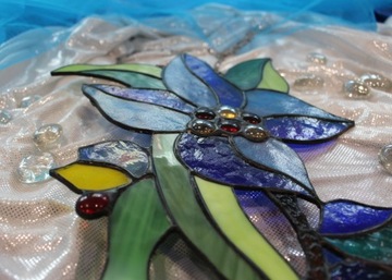 Витраж Тиффани «Райский цветок» синий