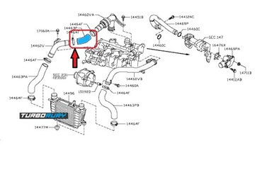 ШЛАНГ ТРУБКА ТУРБОИНТЕРКУЛЕРА NISSAN NV200 JUKE 1.5 dCi 14463-EM00B