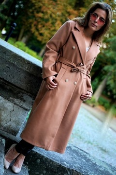 ЭЛЕГАНТНОЕ ПЕРЕХОДНОЕ ПАЛЬТО ЗОЛОТЫЕ ПУГОВИЦЫ MONICA CAMEL COLOR