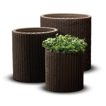 Zestaw 3 doniczek cylindrycznych Keter