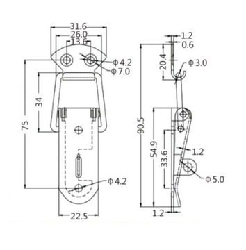 Защелка из нержавеющей стали Kandahar R06 90,5 мм