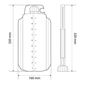 KANISTER PALIWOWY na PALIWO HDPE DWA UCHWYTY LEJEK i korek z USZCZELKĄ 10L