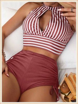 Fashion Hollow Out Bikini 2024 Women Stripe Solid