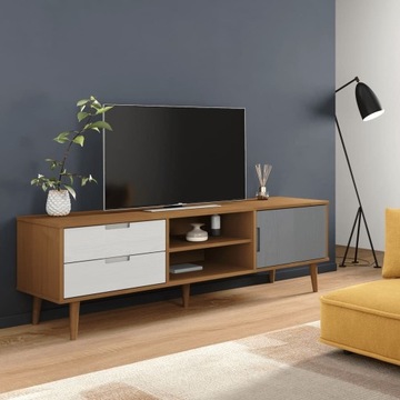SZAFKA POD TELEWIZOR BRĄZOWA 158X40X49CM DREWNO SO